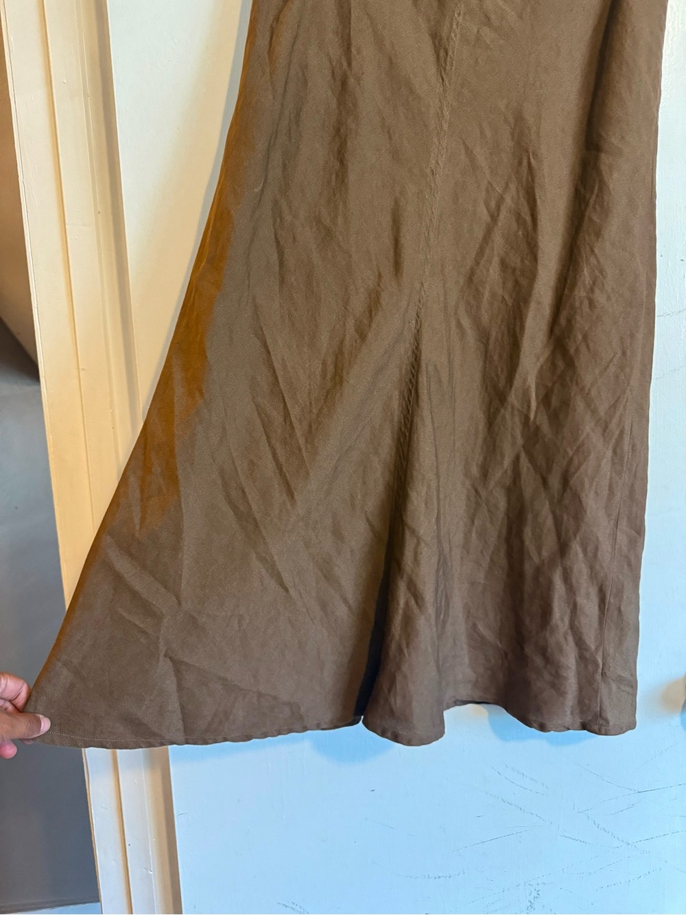 East 5th brown linen blend a line midi skirt size 12 - Picture 2 of 5